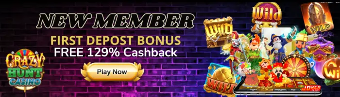 Crazy Hunt new member deposit bonus banner